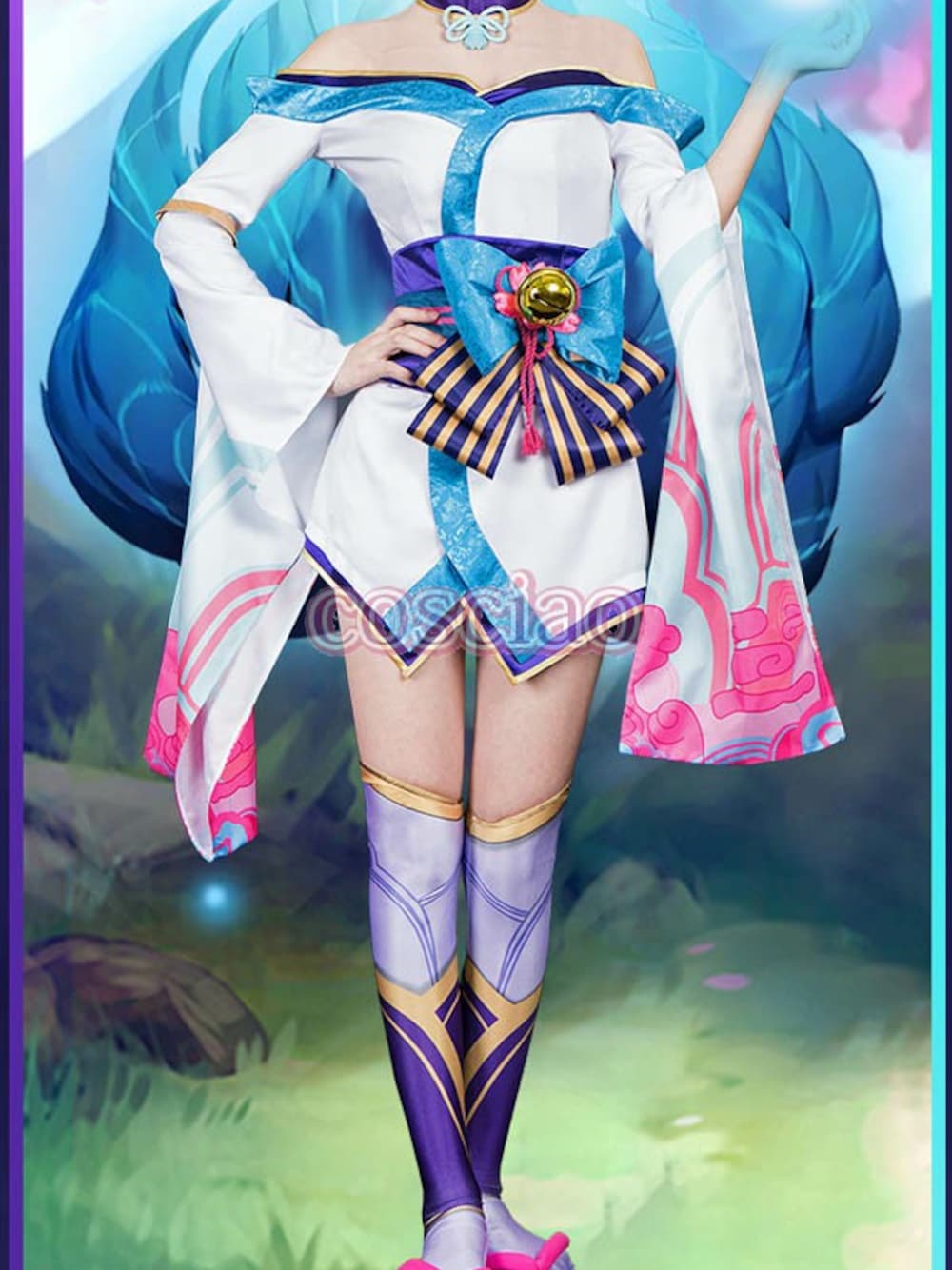 「コスプレ、エロカワ、lol、リーグオブレジェンド、アーリ、精霊の花祭り」｜「リーグオブレジェンド アーリ コスプレ衣装 精霊の花祭り 着物 コスチューム服 通販 エロカワ 獣耳（浴衣、ホワイト系）」を使った、茶緒さん（レディース・167cm）の秋コーディネートの1枚目の写真