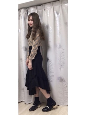 「Jeffrey Campbell（ジェフリーキャンベル）のアイテム（ローファー）」を使った、𝐌  さん（レディース・159cm）の秋コーディネート