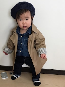 「babygap」｜「アイテム（ハンチング/ベレー帽）」を使った、☆meimei☆さん（キッズ・70cm）の冬コーディネート