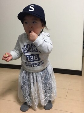 「H&M（エイチ・アンド・エム）のアイテム（その他パンツ）」を使った、☆meimei☆さん（キッズ・70cm）の冬コーディネート