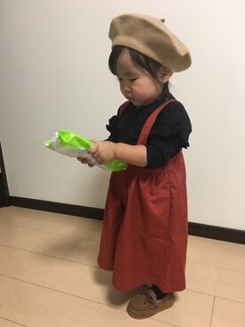 「アイテム（サロペット/オーバーオール、ブラウン系）」を使った、☆meimei☆さん（キッズ・70cm）の秋コーディネート