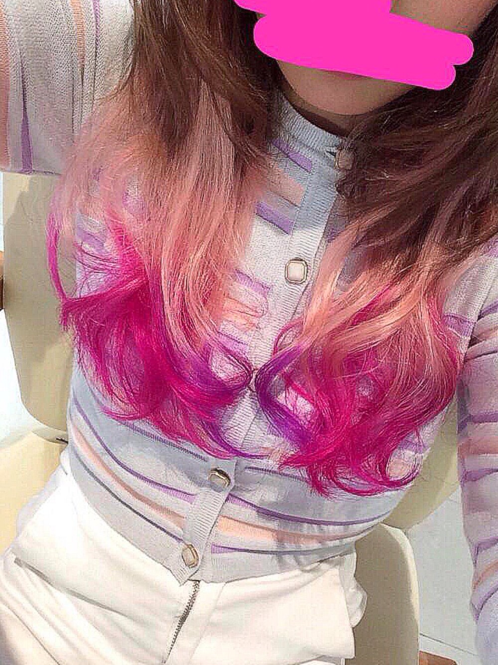 「春コーデ、春、titty&Co.、パステルカラー、ホワイト、紫、pink、パープル、スキニー、カーディガン」｜「TITTY&CO.のアイテム（カーディガン/ボレロ、パープル系）」を使った、💋YUKICHI💋さん（レディース・153cm）の夏コーディネートの1枚目の写真