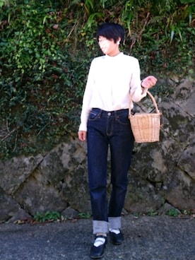 「SCROLLのアイテム」を使った、みやたさん（レディース・154cm）の春コーディネート