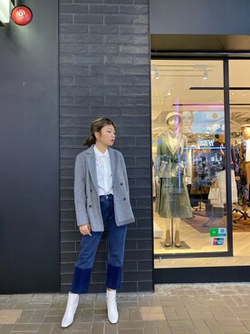 「initial（イニシャル）のアイテム（チェスターコート）」を使った、Yuさん（レディース・163cm）の秋コーディネート