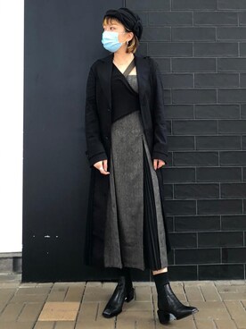 「initial（イニシャル）のアイテム（チェスターコート）」を使った、Yuさん（レディース・163cm）の秋コーディネート