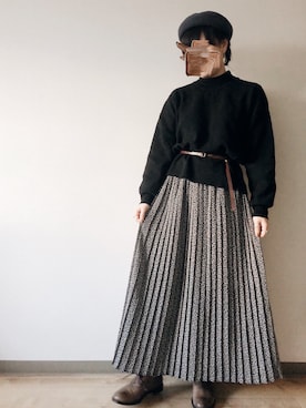 「花柄プリーツ」｜shi..tさん（レディース・156cm）の冬コーディネート