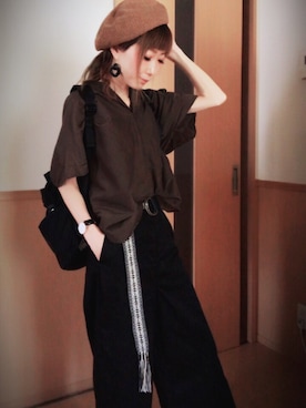 「仕事コーデ」｜「アイテム（ハンチング/ベレー帽）」を使った、···ma···さん（レディース・159cm）の春コーディネート