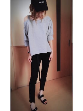 「ベルトサンダル」｜「アイテム（帽子）」を使った、···ma···さん（レディース・159cm）の夏コーディネート