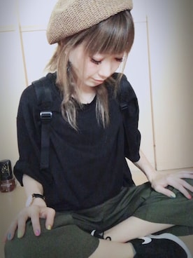 「仕事コーデ」｜「アイテム（ハンチング/ベレー帽）」を使った、···ma···さん（レディース・159cm）の夏コーディネート
