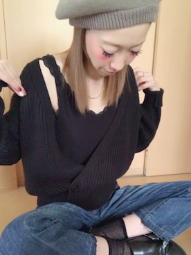 「仕事コーデ」｜「アイテム（ハンチング/ベレー帽）」を使った、···ma···さん（レディース・159cm）の秋コーディネート