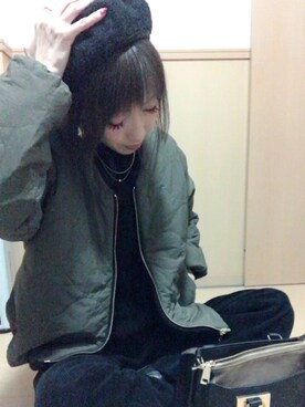 「OZOC（オゾック）のアイテム（ボストンバッグ）」を使った、···ma···さん（レディース・159cm）の冬コーディネート