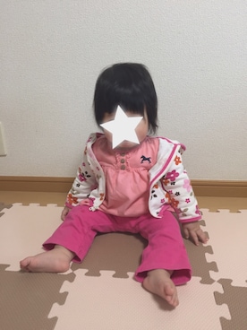 「Carter's（カーターズ）のアイテム（パーカー）」を使った、☆ERS☆さん（キッズ・70cm）の春コーディネート