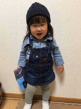 「Wrangler（ラングラー）のアイテム（オールインワン・サロペット）」を使った、☆ERS☆さん（キッズ・80cm）の冬コーディネート