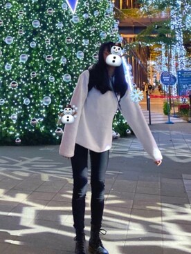 「黑白配」｜Jessieさん（レディース・167cm）の冬コーディネート