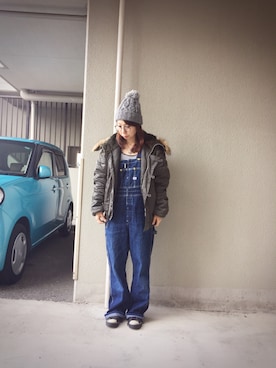「VISION（ヴィジョン）のアイテム（シューズ）」を使った、ちゃけ＆まこさん（レディース・159cm）の冬コーディネート