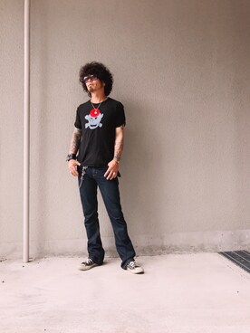 「666（シックスシックスシックス）のアイテム（アクセサリー）」を使った、ちゃけ＆まこさん（メンズ・170cm）の秋コーディネート