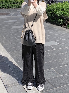 「OZOC（オゾック）のアイテム（ベスト）」を使った、sugaさん（レディース・158cm）の春コーディネート