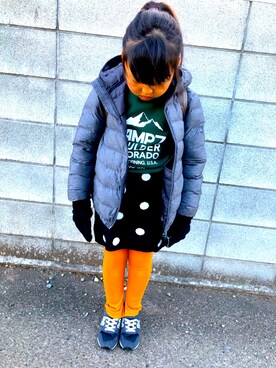 「CAMP7（キャンプセブン）のアイテム（スウェット）」を使った、rinoさん（キッズ・123cm）の冬コーディネート