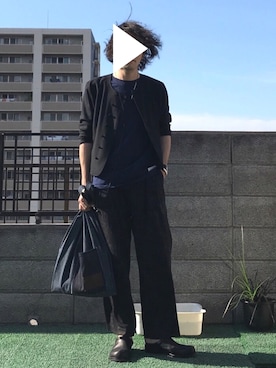 「Johnbull Private labo（ジョンブルプライベートラボ）のアイテム（バッグ）」を使った、T.O.M.さん（メンズ・174cm）の夏コーディネート