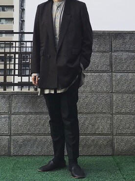 「Johnbull Private labo（ジョンブルプライベートラボ）のアイテム（スラックス）」を使った、T.O.M.さん（メンズ・174cm）の秋コーディネート