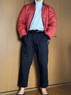 「no brand（ノーブランド）のアイテム（MA-1）」を使った、chiqchannelさん（メンズ・166cm）の秋コーディネート