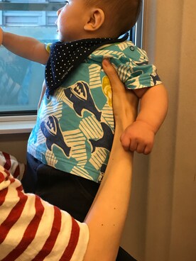 「HAKKA BABY（ハッカベビー）のアイテム（トップス）」を使った、チビたすさん（キッズ・80cm）の秋コーディネート
