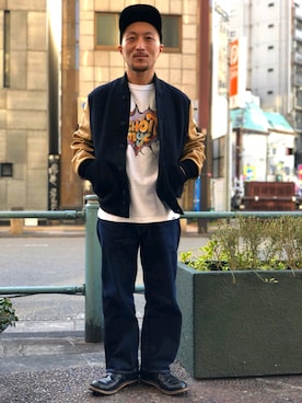 「アイテム（Tシャツ/カットソー）」を使った、senさん（メンズ・165cm）の冬コーディネート