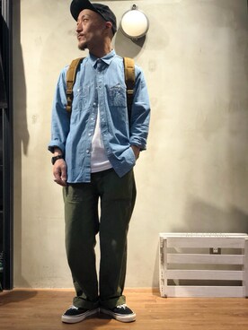 「アイテム（シャツ/ブラウス）」を使った、senさん（メンズ・165cm）の春コーディネート