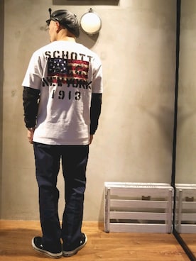 「アイテム（Tシャツ/カットソー）」を使った、senさん（メンズ・165cm）の春コーディネート
