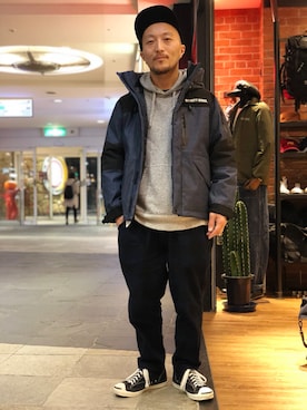 「アイテム（パーカー）」を使った、senさん（メンズ・165cm）の秋コーディネート