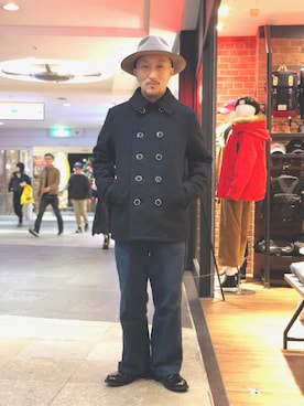 「schott（ショット）のアイテム（ピーコート）」を使った、senさん（メンズ・165cm）の秋コーディネート