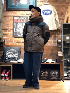 「アイテム（ダウンジャケット/コート）」を使った、senさん（メンズ・165cm）の冬コーディネート