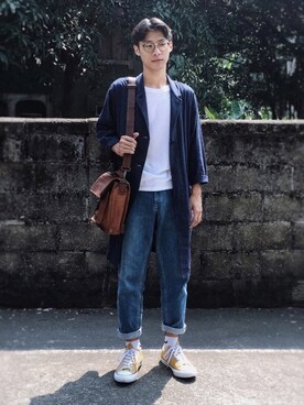 「秋」｜「アイテム（ピーコート）」を使った、RayHsuさん（メンズ・178cm）の秋コーディネート