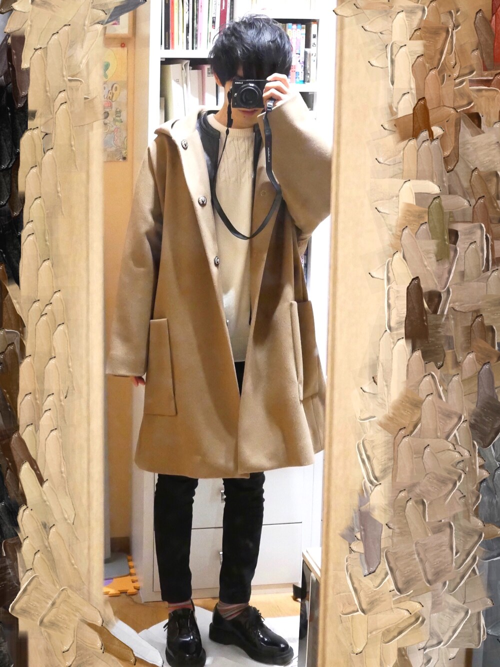 「tim.、冬コーデ、Dr.Martens、オーバーコート」｜「tim.の【tim.】 wool×cashmere food coat（その他アウター、イエロー系）」を使った、astra7nagantさん（メンズ・173cm）の冬コーディネートの1枚目の写真