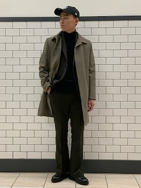 「417 EDIFICE（フォーワンセブンエディフィス）のアイテム（ステンカラーコート）」を使った、kaziさん（メンズ・175cm）の冬コーディネート