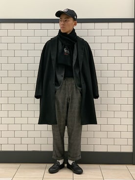 「417 EDIFICE（フォーワンセブンエディフィス）のアイテム（チェスターコート）」を使った、kaziさん（メンズ・175cm）の冬コーディネート