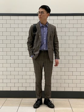 「アイテム（テーラードジャケット、ブラウン系）」を使った、kaziさん（メンズ・175cm）の冬コーディネート