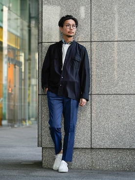 「アイテム（ストール/ショール）」を使った、miuraさん（メンズ・178cm）の春コーディネート