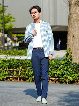 「EDIFICE（エディフィス）のアイテム（その他シューズ）」を使った、miuraさん（メンズ・178cm）の春コーディネート