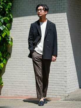 「EDIFICE（エディフィス）のアイテム（その他シューズ）」を使った、miuraさん（メンズ・178cm）の春コーディネート