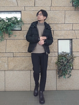 「EDIFICE（エディフィス）のアイテム（その他シューズ）」を使った、miuraさん（メンズ・178cm）の冬コーディネート