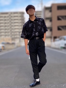 「WEGO（ウィゴー）のWEGO/ローズ総柄開襟ポプリンシャツ（シャツ/ブラウス、ブルー系）」を使った、東北大生のWEARさん（メンズ）の秋コーディネート