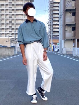 「BEAMS（ビームス）のアイテム（パンツ、ホワイト系）」を使った、東北大生のWEARさん（メンズ）の秋コーディネート