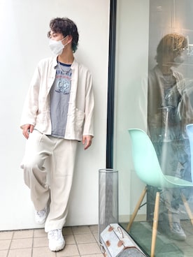 「BLUE BLUE（ブルーブルー）のアイテム（トップス）」を使った、ひかり《相互》さん（メンズ・162cm）の夏コーディネート