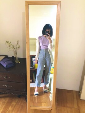 「PEANUTS（ピーナッツ）のアイテム（シューズ）」を使った、カズナさん（レディース・160cm）の春コーディネート