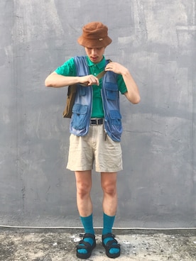 「hawaii」｜「アイテム（帽子）」を使った、Dr.Vintageeeさん（メンズ・174cm）の夏コーディネート