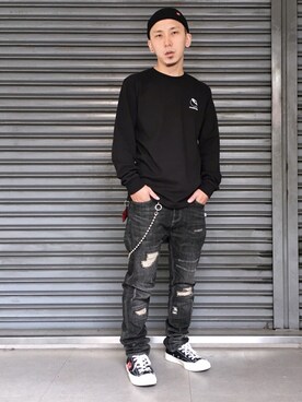 「REMIX（リミックス）のアイテム（その他）」を使った、楊喜碧さん（メンズ・170cm）の冬コーディネート