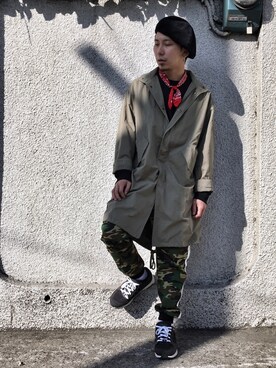 「outfit」｜「アイテム（ピーコート）」を使った、楊喜碧さん（メンズ・170cm）の冬コーディネート