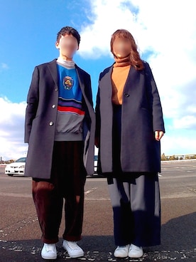 「カップル」｜「アイテム（その他アウター）」を使った、りょくちゃんさん（メンズ・170cm）の冬コーディネート