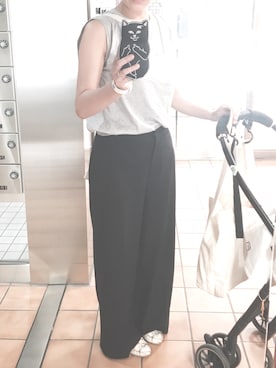 「MSGM（エムエスジーエム）のアイテム（ローファー）」を使った、Chaccoさん（レディース・156cm）の夏コーディネート